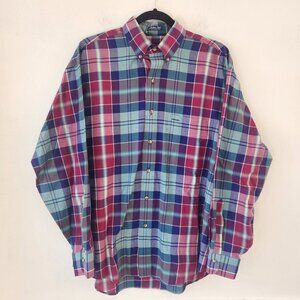 Gant Foxhunt Plaid Colorful Long Sleeve Button Down Shirt Dress Casual Men's M
